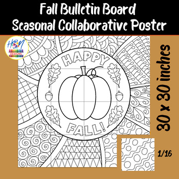 Preview of Fall Bulletin Board Pumpkin Coloring | Seasonal Collaborative Poster Class decor