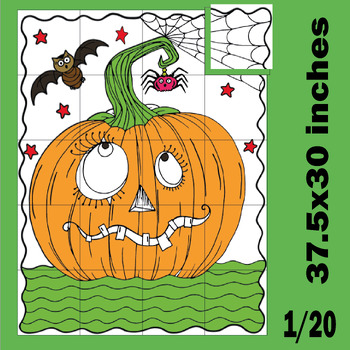 Preview of Fall Bulletin Board Pumpkin - Seasonal Collaborative Poster Art Class decor
