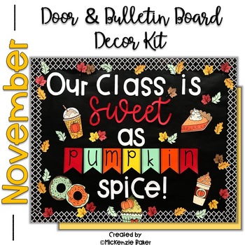 Preview of Fall Bulletin Board or Door Decor with Pumpkin Spice Theme