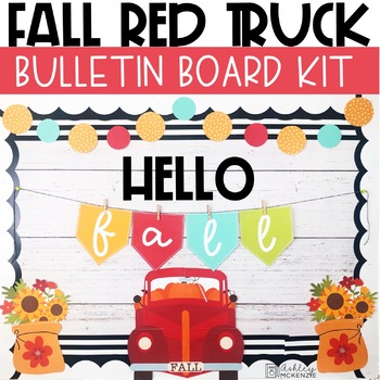 Preview of Fall Bulletin Board or Door Kit - Red Truck Theme