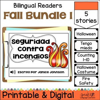 Preview of Fall Bundle 1 | Printable Readers & Boom Cards with Audio | Bilingual