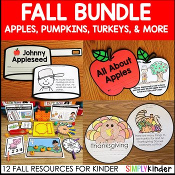 Preview of Fall Activities for Kindergarten, Apple Activities, Pumpkin Activities, & More