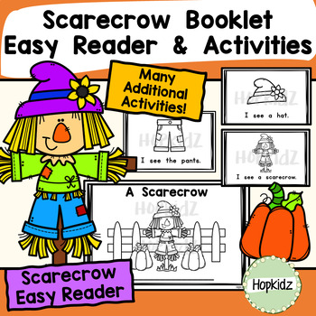 Preview of Fall Bundle, Kinder, Scarecrow Shape Craft, Scarecrow Easy Reader, Fall Coloring