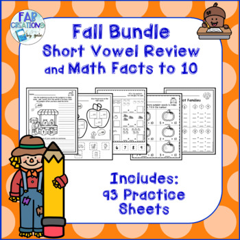 Preview of Fall Bundle for Short Vowel Word Family Review and Facts to 10