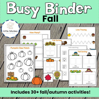 Preview of Fall Busy Binder Independent Work Binder