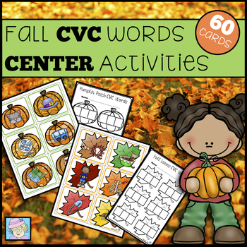 Preview of Fall Centers CVC Words Kindergarten 1st Grade