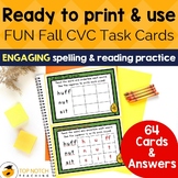 Fall CVC Words Task Cards for Reading and Spelling | Blend