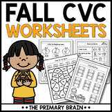 Fall CVC Words Worksheets | Literacy Centers Homework and 