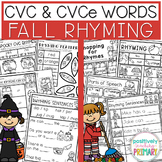 Fall CVC and CVCe Magic e Rhyming Words Worksheets