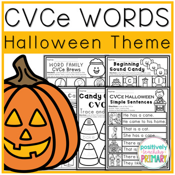 Preview of Fall CVCe Magic E Words Halloween Theme Worksheets