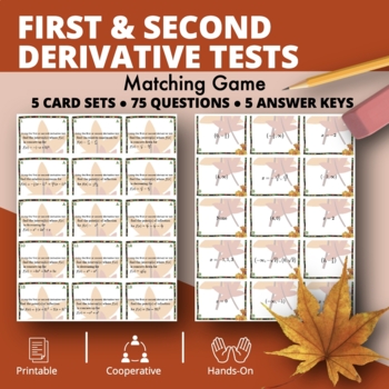 Preview of Fall: Calculus First & Second Derivative Tests Matching Games