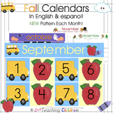 Fall Calendar - English & Spanish - Patterns