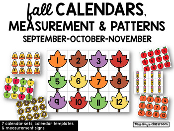 Preview of Fall Calendar, Numbers, Measurement & Patterns for Early Childhood-Sept,Oct,Nov