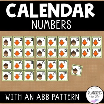 November Calendar Numbers, Fall Calendar Number Cards