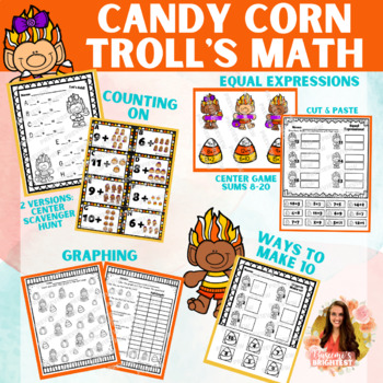 Preview of Halloween Math 1st Grade l Counting On, Equal Expressions, Graphing, Make 10