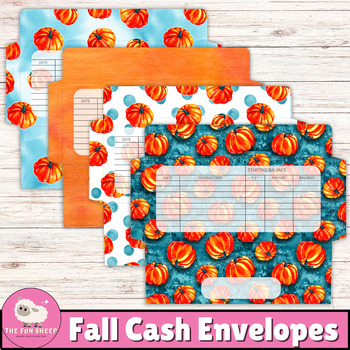 Preview of Fall Cash Envelopes| Pumpkin Money Envelopes Printable Budget Tracker - SET OF 4