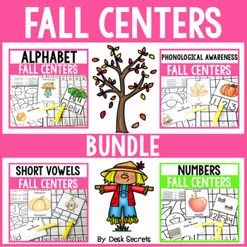 Preview of Fall Centers Bundle | Alphabet | CVC Words | Numbers 1-120
