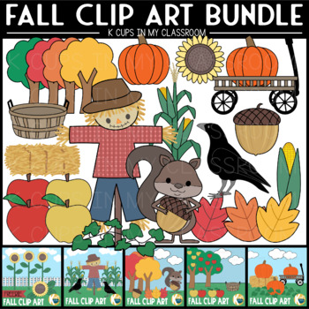 Preview of Fall Clip Art BUNDLE!  Squirrel, Scarecrow, Pumpkin Patch, Apple Picking Clips