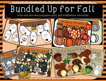 Preview of Fall Clip Art Bundle Pumpkins, Halloween, Squirrels, Ghosts Kid-E-Clips Com/Pers