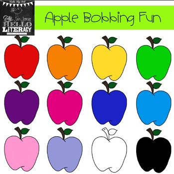 Preview of Fall Apple Clipart "Apple Bobbing Fun" (for personal and commercial use)