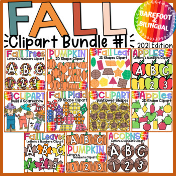 Preview of Fall Clipart Bundle 2021 | Autumn Clipart | Fall Shapes, Letter Clipart & More