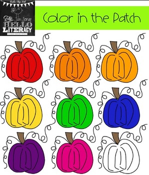 Preview of Fall Pumpkin Clipart "Color in the Patch" (for personal and commercial use)