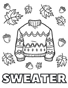 Fall Clothes Coloring page| Autumn Clothes Coloring Page|Fall Fun Clip Art