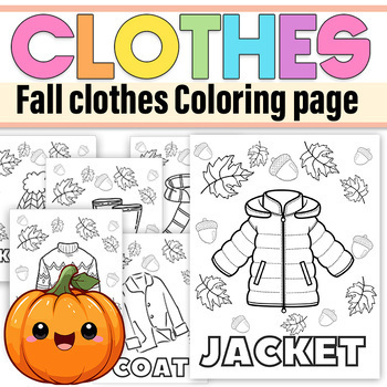 Preview of Fall Clothes Coloring page| Autumn Clothes Coloring Page|Fall Fun Clip Art