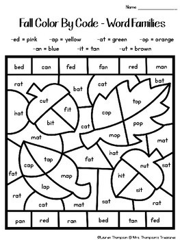Fall Coloring Pages Color By Code First Grade by Mrs ...