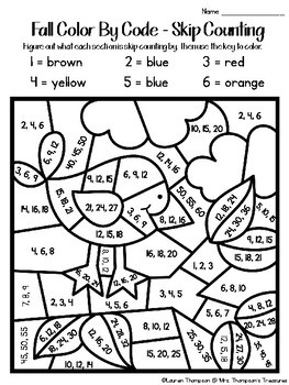 fall coloring pages color by code 2nd grade by mrs thompson s treasures
