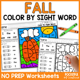 Fall Color By Code Sight Word Practice Morning Work Worksheets 