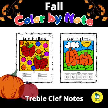 Preview of Fall Color By Note- Treble Clef Notes