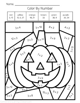 Fall Color By Number | Halloween | Multiplication | TPT