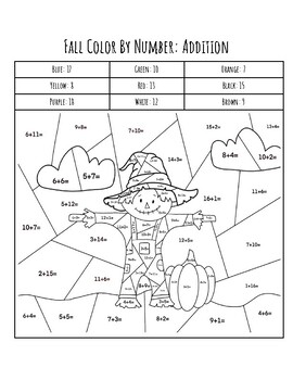 Preview of Fall Color By Number Page: Addition