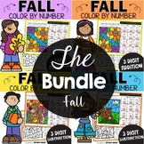 Fall Color Codes 3 Digit Addition Subtraction with without