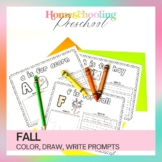 Fall Color Draw Write Prompts for Preschoolers