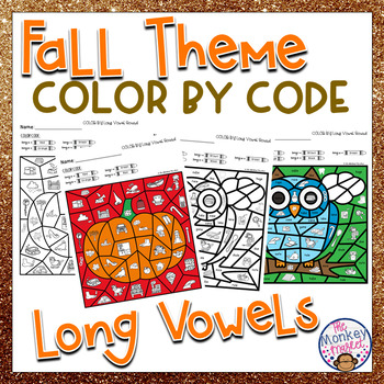 Preview of Fall Color by Code Long Vowels Worksheets