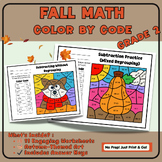 Fall Color by Code Math | 2nd Grade Addition & Subtraction
