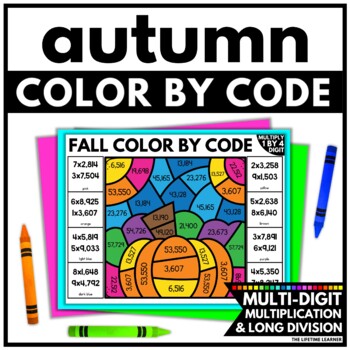 Preview of Fall Color by Code 4th Grade Math Coloring Sheets 5th Grade Color by Number