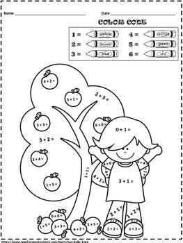 Fall Color by Code Printables - Kindergarten - Grade 1 by Sue Kelly