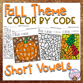 Preview of Fall Color by Code Short Vowel Worksheets