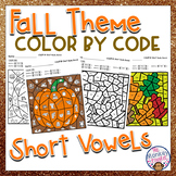 Fall Color by Code Short Vowel Worksheets