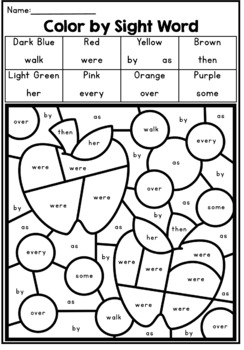 Fall Color by Code: Sight Words (1st Grade) by Miss G's Classroom Bits