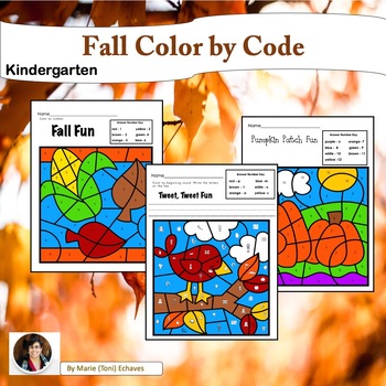 Preview of Fall Color by Code for Kindergarten