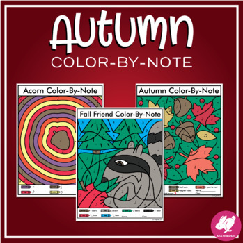 Preview of Fall Color-by-Note Music Worksheets | Coloring Pages