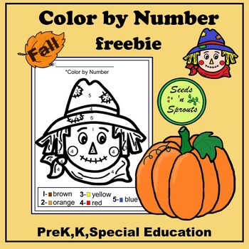Preview of Fall Color by Number 1-5 freebie for PreK, K, Special Education