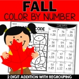 Fall Color by Number 2 Digit Addition with Regrouping Work