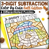 Fall Color by Number 3 Digit Subtraction | Fall Activities