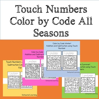 Preview of Seasons Color by Number Addition and Subtraction Touch Number Dots Counting on