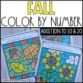 Fall Color by Number for Addition to 10 and 20